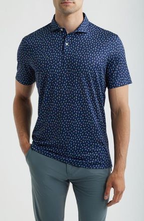 Johnnie-O Pop Tails Cocktail Print Performance Jersey Polo in Navy at Nordstrom, Size X-Large