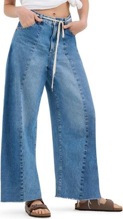 Wrangler Cowboy Frayed High Waist Barrel Jeans in Together Again at Nordstrom, Size 24 X 28