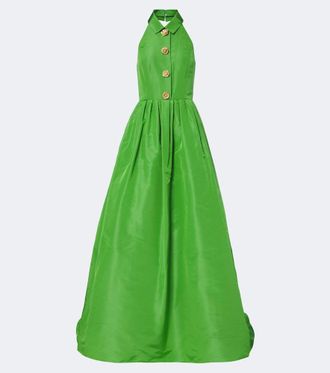 Carolina Herrera Embellished pleated silk gown