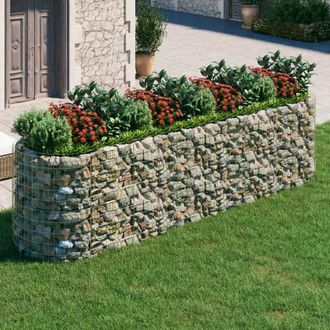 Berkfield Home Gabion Raised Bed Galvanised Iron 400x100x100 cm in Silver | Size: 400 x 100 x 100 cm