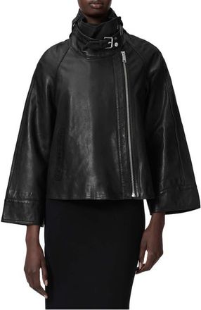 AllSaints Rhodes Leather Jacket in Black at Nordstrom, Size X-Small