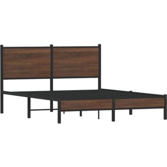 vidaXL Estructura De Cama Sin Colch&oacute;n Metal Marr&oacute;n Roble 150x200 Cm Vidaxl