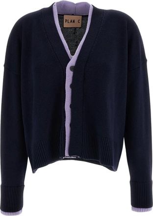 Plan C C&aacute;rdigan de Lana Suave - Knitwear - Mujer - Azul - 2XS