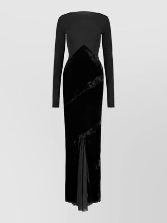 Rick Owens silk paneled long-sleeve maxi dress