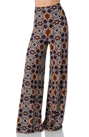Ivonne Wide-Leg Patterned Palazzo Trousers in Multi-Brown at Nordstrom, Size Large