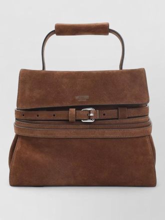 Moschino suede belt detail top handle shoulder bag