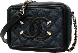 Chanel Navy Grained Calfskin Vanity Bag (Pre-Owned)