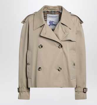 Burberry Cropped Heritage Trench Coat In Gabardine