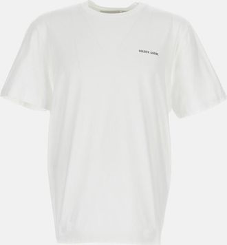 Golden Goose White Round Neck Logo T-Shirt