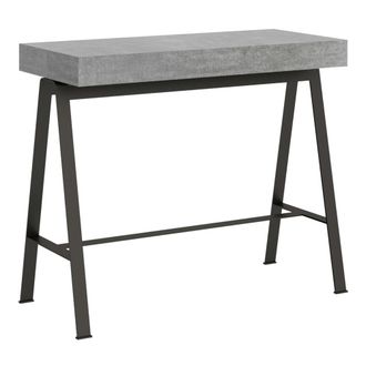 Itamoby Consola extensible 90x40/196 cm efecto madera gris cemento, hierro
