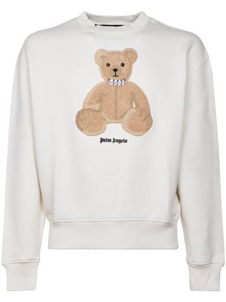 Palm Angels Crewneck Sweatshirt with Textured Teddy Bear Applique