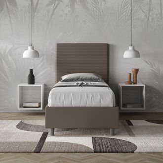 Itamoby Itamoby - Letto Singolo Contenitore Imbottito 80x200 Similpelle Cappuccino Focus
