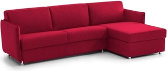 Dmora Divano letto con penisola Pina, Sofà angolare trasformabile per salotto, imbottito, sfoderabile, Qualità 100% Made in Italy, 260x160 h90 cm, Rosso