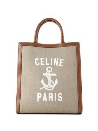 Celine Vertical Cabas Printed Canvas and Leather Small tote bag - Bruin