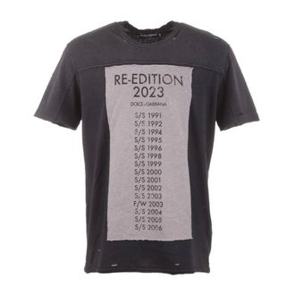 Dolce & Gabbana T-Shirts, male, Black, M, Re-Edition Short Sleeve T-shirt