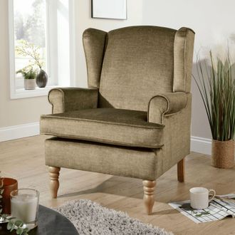 Home Source Industries Helena Wingback Armchair Occasional Sofa Modern Accent Chair Seating in Green