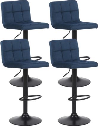 Clp Clp - Set De 4 Taburetes De Bar Feni En Terciopelo Azul