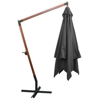 Berkfield Home Hanging Parasol with Pole Anthracite 3x3 m Solid Fir Wood in Black