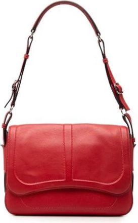 Herm&egrave;s Pre-owned Harnais Shoulder Bag - Dames - Vintage Schoudertas - Rood - ONE Size - Leer - Vintage