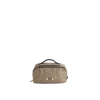 Borbonese Accessoires, Dames, Beige, ONE Size, Leer, Beauty Case Small