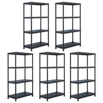 vidaXL Estanter&iacute;a De Pl&aacute;stico 5 Unidades 60x30x138 Cm Negro Vidaxl