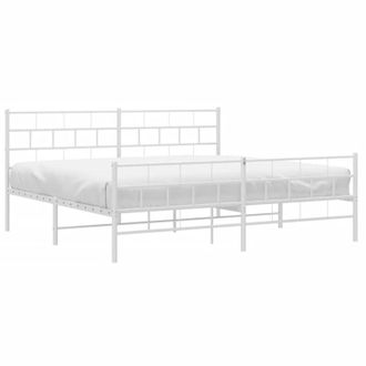 vidaXL Estructura Cama Sin Colch&oacute;n Con Estribo Metal Blanco 200x200 Cm Vidaxl