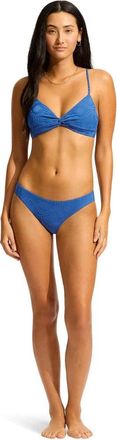 Seafolly Womens Seafolly Oasis Bikini Bottom Blue Stretch Hipster Swimsuit GBO611