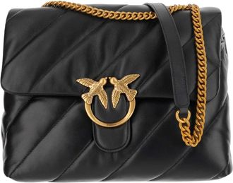 Pinko Pinko, Tassen, Dames, Zwart, ONE Size, Leer, Love Big Puff Bag
