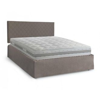Talamo Italia Talamo Italia - Letto matrimoniale Delinda, Set testata in ecopelle con rete ortopedica e mantovana, 100% Made in Italy, con materasso incluso, Cm