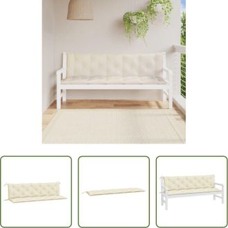 vidaXL vidaXL Cuscino per panca - Cuscini Panca Giardino 2pz Bianco Crema 180x50x7 Tessuto Oxford