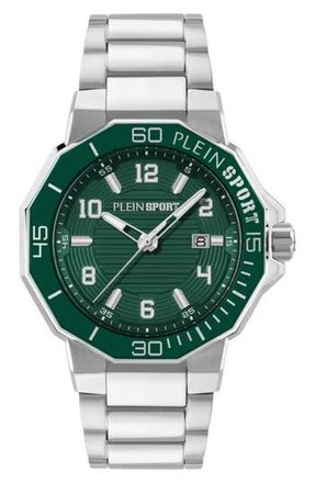 Plein Sport Titan Bracelet Watch, 44mm in Stainless Steel/Green at Nordstrom Rack