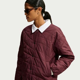 Nike Womens Nike Sportswear Therma-FIT Quilted Barn Jacket in Purple | IO8900-658