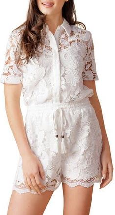 Flying Tomato Sheer Lace Sheer Top in White at Nordstrom Rack, Size Medium