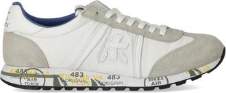 Premiata Sneaker van su&egrave;de en stof met logo - Heren - Sneakers - Wit - 43 EU - Su&egrave;de - Schoenen