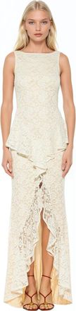 Alexia Admor Perrin Boatneck Ruffle Gown in White at Nordstrom, Size X-Large