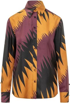 Pucci Drago Print Zijden Blouse - Dames - Overhemden - Veelkleurig - 2XL - Overhemden