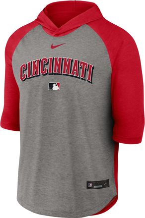 Nike Cincinnati Reds Authentic Collection Flux Nike Mens Dri-FIT MLB 3/4-Sleeve Hooded T-Shirt in Red | 04HI040NRED-LQZ