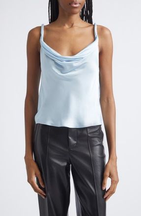 Alice & Olivia Monique Twist Strap Satin Camisole in Blue Breeze at Nordstrom, Size X-Small