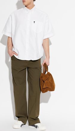 Ami Shirt With Embroidered Logo, Mens, White