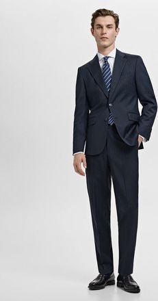 Mango Pantaloni completo Venecia 100% lana vergine navy - Uomo - 44 - MANGO MAN