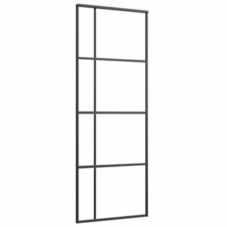 vidaXL Vidaxl - Puerta Corredera Esg Vidrio Y Aluminio Negra 76x205cm