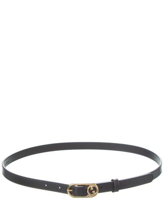 Gucci Round Interlocking G Thin Leather Belt