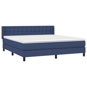 vidaXL Vidaxl Giroletto A Molle Con Materasso Blu 180x200 Cm In Tessuto
