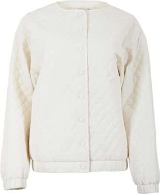 Maicazz Jassen, Dames, Wit, S, Trendy Coconut Milk Bomber Jacket