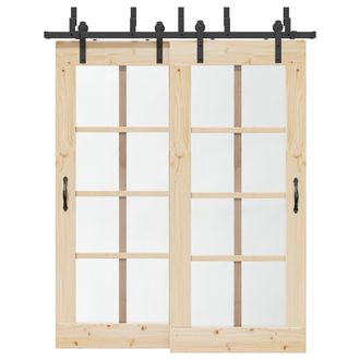 Berkfield Home Sliding Door Hardware Kit 183 cm Steel Black