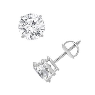 Grown Brilliance 4.50 Carat Round Lab Grown Diamond Stud Earrings in 14K White Gold, F Color, VS Clarity, Gift Box Included