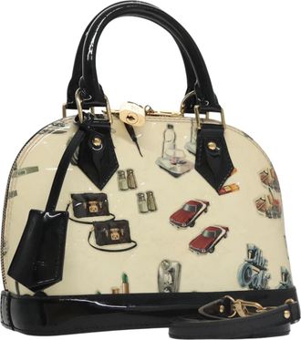 Louis Vuitton Alma Handbag Monogram Vernis White Patent_Leather Bag (Pre-Owned)