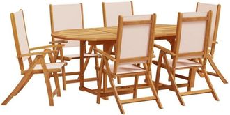 vidaXL vidaXL 7 Piece Garden Dining Set Solid Wood Acacia and Textilene