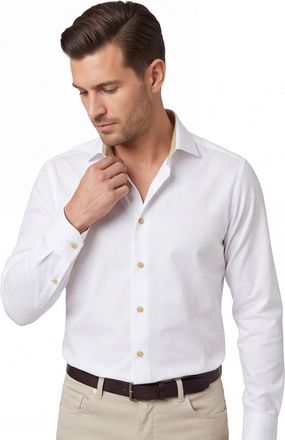 John Miller Overhemd John Miller wit normale fit semi wide spread boord