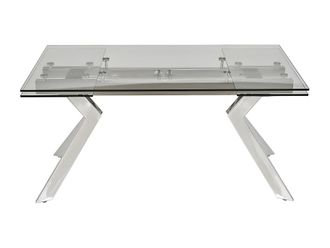VENTE-UNIQUE.COM Mesa de comedor cristal transparente, plateado
